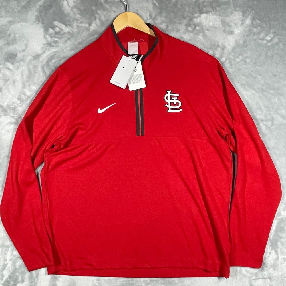 Nike Mens St Louis Cardinals Dri-FIT Quarter Zip Pullover Red XL New NWT MLB
